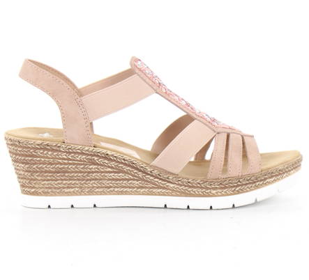 Rieker naisten kiilasandaalit 61913-31 roosa - Rieker sandaalit - 133244 - 1