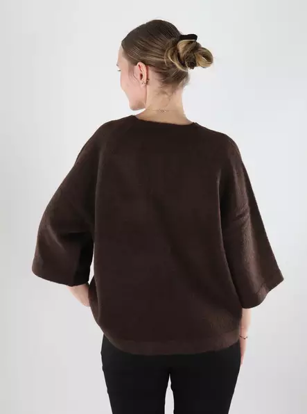 Only naisten neule Simoni Pullover 3/4 tummanruskea - Naisten neuleet - 140095 - 2