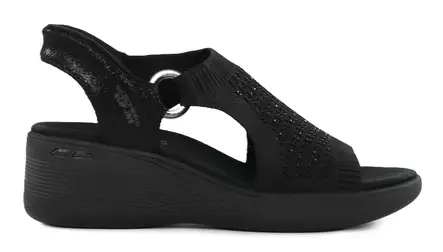 Skechers naisten kiilakorolliset sandaalit 188001/BBK PIER LITE - PARK PATH musta - Skechers sandaalit - 140657 - 1