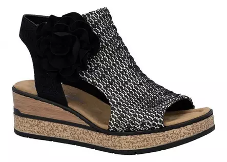 Rieker naisten kiilakorolliset sandaalit 63791-01 musta kombi - Rieker sandaalit - 140358 - 1